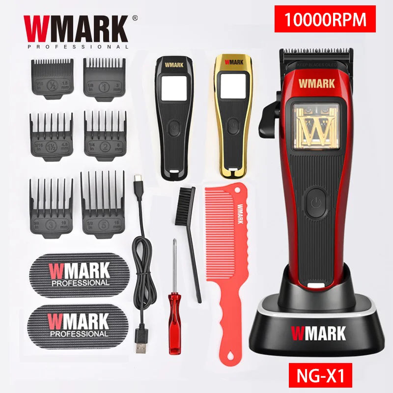 WMARK NG-X1 Professional Hair Clippers for Men, Microchipped Magnetic Motor 10000RPM 9V with Charge Stand, Cordless Cutter Trimmer