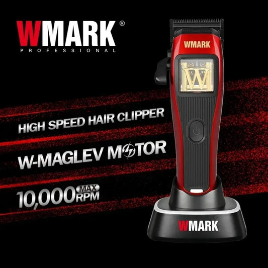 WMARK NG-X1 Professional Hair Clippers for Men, Microchipped Magnetic Motor 10000RPM 9V with Charge Stand, Cordless Cutter Trimmer