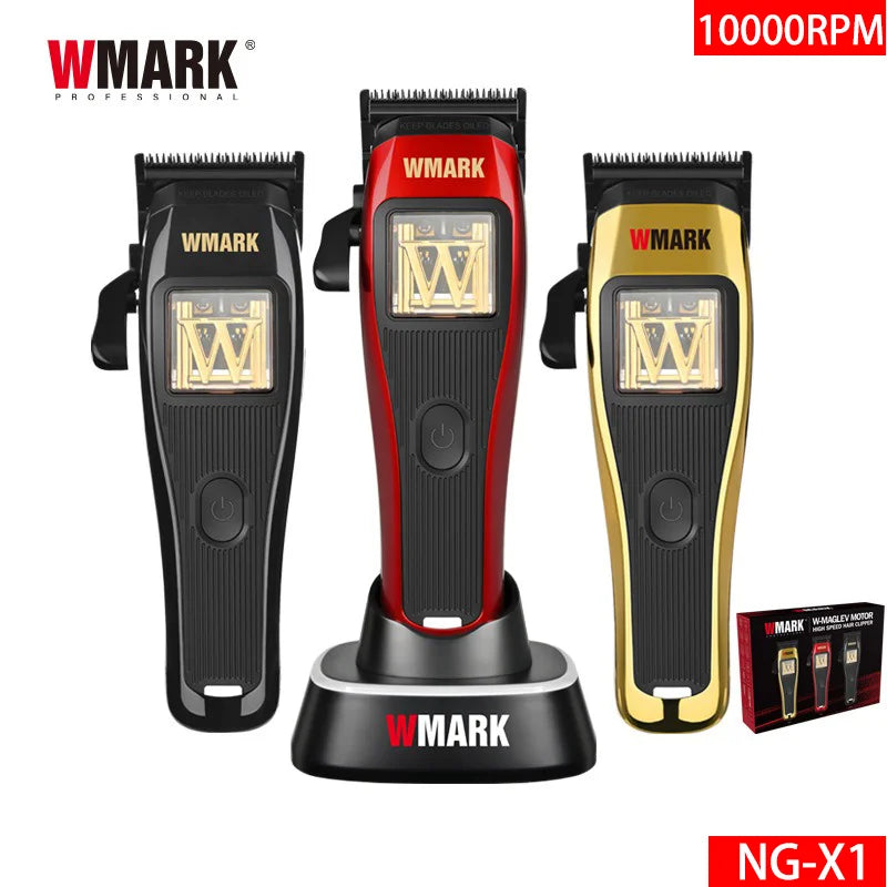 WMARK NG-X1 Professional Hair Clippers for Men, Microchipped Magnetic Motor 10000RPM 9V with Charge Stand, Cordless Cutter Trimmer